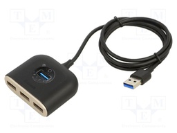 Hub USB; USB A socket x4,USB B micro socket; black; 1m; ABS