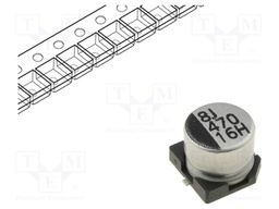 Capacitor: electrolytic; SMD; 47uF; 16VDC; Ø6.3x5.3mm; ±20%; 2000h