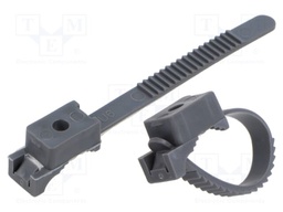 Cable strap clip; L: 80mm; 100pcs; -15÷80°C; StrapLock; Body: grey