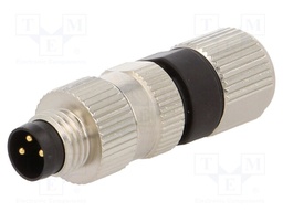 Connector: M8; male; PIN: 3; straight; for cable; plug; 75V; IP68