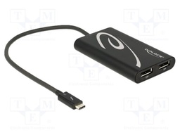 Adapter; DisplayPort socket x2,USB C plug; 0.27m; black; black