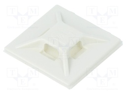 Self-adhesive cable holder; ABS; white; Tie width: 2.5÷3.7mm