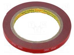 Tape: fixing; W: 9mm; L: 5.5m; Thk: 0.6mm; acrylic; grey; 36N/cm