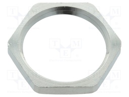 Nut; PG11; brass; nickel; D: 3mm; Spanner: 21mm; Thread: PG