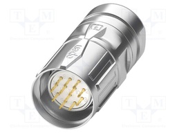 Connector: M23; plug; PIN: 12; male; crimped; for cable; straight; 8A