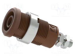 Connector: 4mm banana; socket; 25A; brown; nickel plated; M4; 34mm