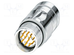 Connector: M23; plug; PIN: 12; soldering; straight; IP67; 8A; 74V