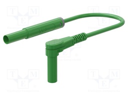 Test lead; 19A; banana plug 4mm,angular banana plug 4mm; green