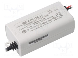 Power supply: switched-mode; LED; 12W; 12VDC; 1A; 180÷264VAC; IP42