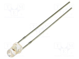 LED; 3mm; red; 1300÷2100mcd; 35°; Front: convex