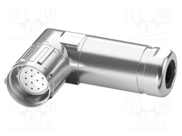 Connector: M23; plug; PIN: 12; crimped; angled; IP67; 8A; 48V; metal