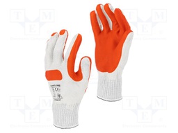 Protective gloves; Size: 10; red-white; cotton,latex,polyester
