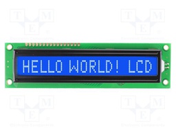 Display: LCD; STN Negative; 16x1; blue; 122x33mm; LED; 1x16; 5V