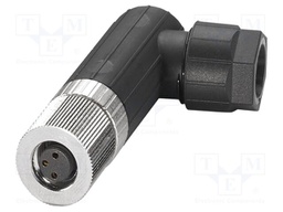 Connector: M8; PIN: 3; 4A; 48V; IP65; angled; unshielded; plug