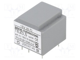 Transformer: encapsulated; 0.5VA; 230VAC; 15V; 33.3mA; IP00; 50g