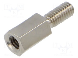 Screwed spacer sleeve; Int.thread: M2,5; 6mm; Ext.thread: M2,5