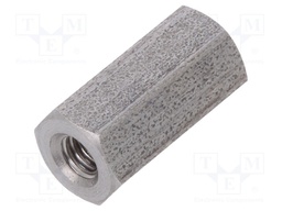 Screwed spacer sleeve; Int.thread: M2,5; 10mm; hexagonal
