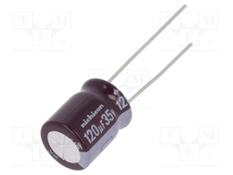 Capacitor: electrolytic; low impedance; THT; 120uF; 35VDC; ±20%