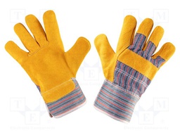 Protective gloves; Size: 10.5; white-orange; natural leather