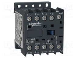 Contactor: 4-pole; NO x4; 220VDC; 9A; DIN,on panel; TeSys K; W: 45mm