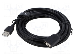 Cable; USB 2.0; USB A socket,USB A plug; nickel plated; 5m; black