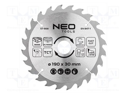 Circular saw; Ø: 190mm; Teeth: 24; cemented carbide; Øhole: 30mm