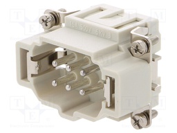 Connector: HDC; contact insert; male; S-EP; PIN: 6; 6+PE; size 6B