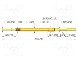 Test needle; Spring compression: 5mm; 6.5mm; 10A; CuBe; Ø: 2.8mm