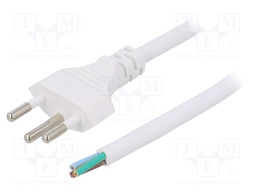 Cable; 3x1mm2; wires,SEV-1011 (J) plug; PVC; 3m; white; 10A; 250V