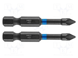 Kit: screwdriver bits; Pozidriv®; 50mm; PZ1; impact; 2pcs.