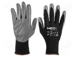 Protective gloves; Size: 9; grey-black; nitryl,polyester