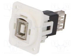 Coupler; USB A socket,USB B socket; FT; USB 2.0; plastic; 19x24mm