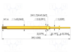 Test needle; Spring compression: 4mm; 5mm; 8A; CuBe; gold-plated