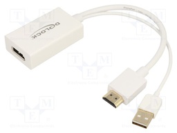 Adapter; DisplayPort socket,HDMI plug,USB A plug; 0.24m; white