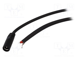 Cable; wires,DC 5,5/2,5 socket; straight; 1mm2; black; 1.5m