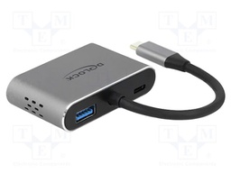 Hub USB; USB 3.2 Gen 1; grey; Number of ports: 4; 0.12m; metal; 87W