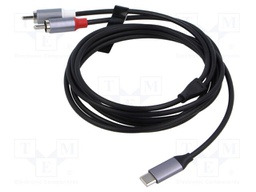 Cable; RCA plug x2,USB C plug; nickel plated; 1m; black