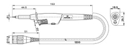 Probe: for oscilloscope; 0÷450MHz; 10: 1; 1ns; 12÷22pF; red; 1.2m