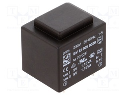 Transformer: encapsulated; 2.3VA; 230VAC; 9V; 9V; 128mA; 128mA; 111g