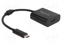 Adapter; HDMI socket,USB C plug; 0.15m; black; black