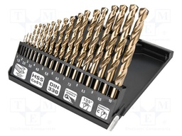 Drill set; for metal; high speed steel cobalt HSS-Co; 19pcs.