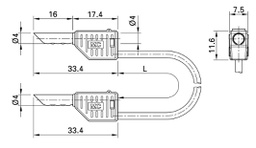 Test lead; 60VDC; 30VAC; 19A; banana plug 4mm,both sides; blue