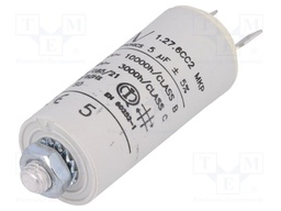 Capacitor: motors, run; 5uF; 420VAC; Ø25x56.5mm; -25÷85°C; ±5%