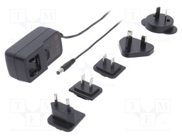 Power supply: switched-mode; voltage source; 15VDC; 1A; 18W; plug