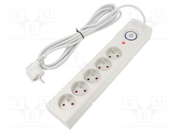 Plug socket strip: protective; Sockets: 5; 250VAC; 10A; 5m