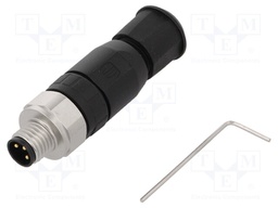 Connector: M8; male; PIN: 3; straight; for cable; plug; 4A; 60V; IP67