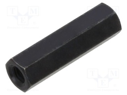 Screwed spacer sleeve; 18mm; Int.thread: M3; hexagonal; brass