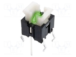 Microswitch TACT; SPST-NO; Pos: 2; 0.05A/12VDC; THT; LED; green