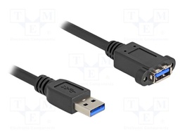 Cable; USB A socket,USB A plug; 1m; black; 26AWG,27AWG; 5Gbps