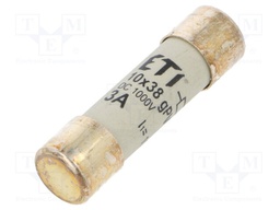Fuse: fuse; gPV; 3A; 1000VDC; cylindrical; 10,3x38mm